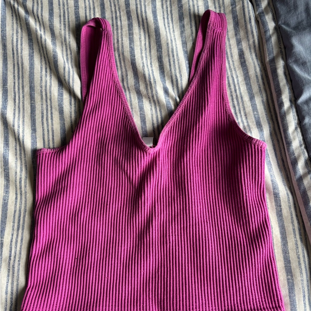 Pink Ribbed Women's Top